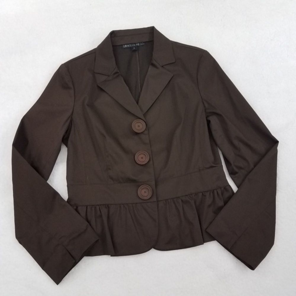 Lafayette 148 Blazer 6 Brown Jacket Ruffle…